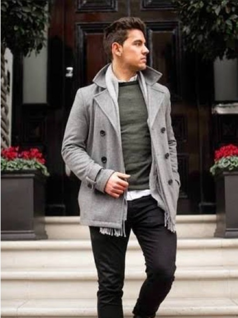 Vintage Distressed Grey Denim-Denim & Supply Ralph Lauren Grey Pea Coat Gorpcore